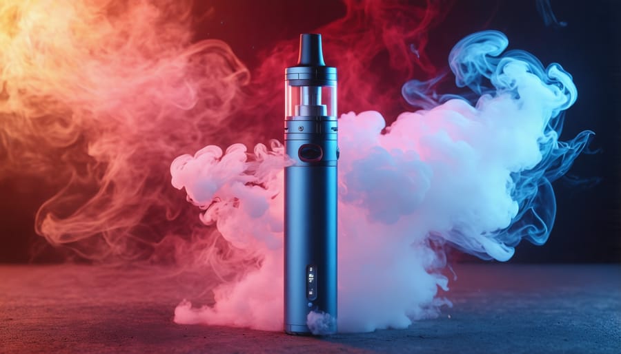 A vaping device emitting a cloud of vapor, symbolizing the vaping experience