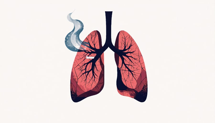 Visual comparison between healthy lungs, lungs affected by smoking, and lungs affected by vaping